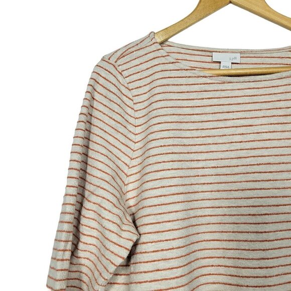 J. Jill Women's Striped Terry Style Light Weight Cream & Orange Sweater Size XL - Picture 3 of 12
